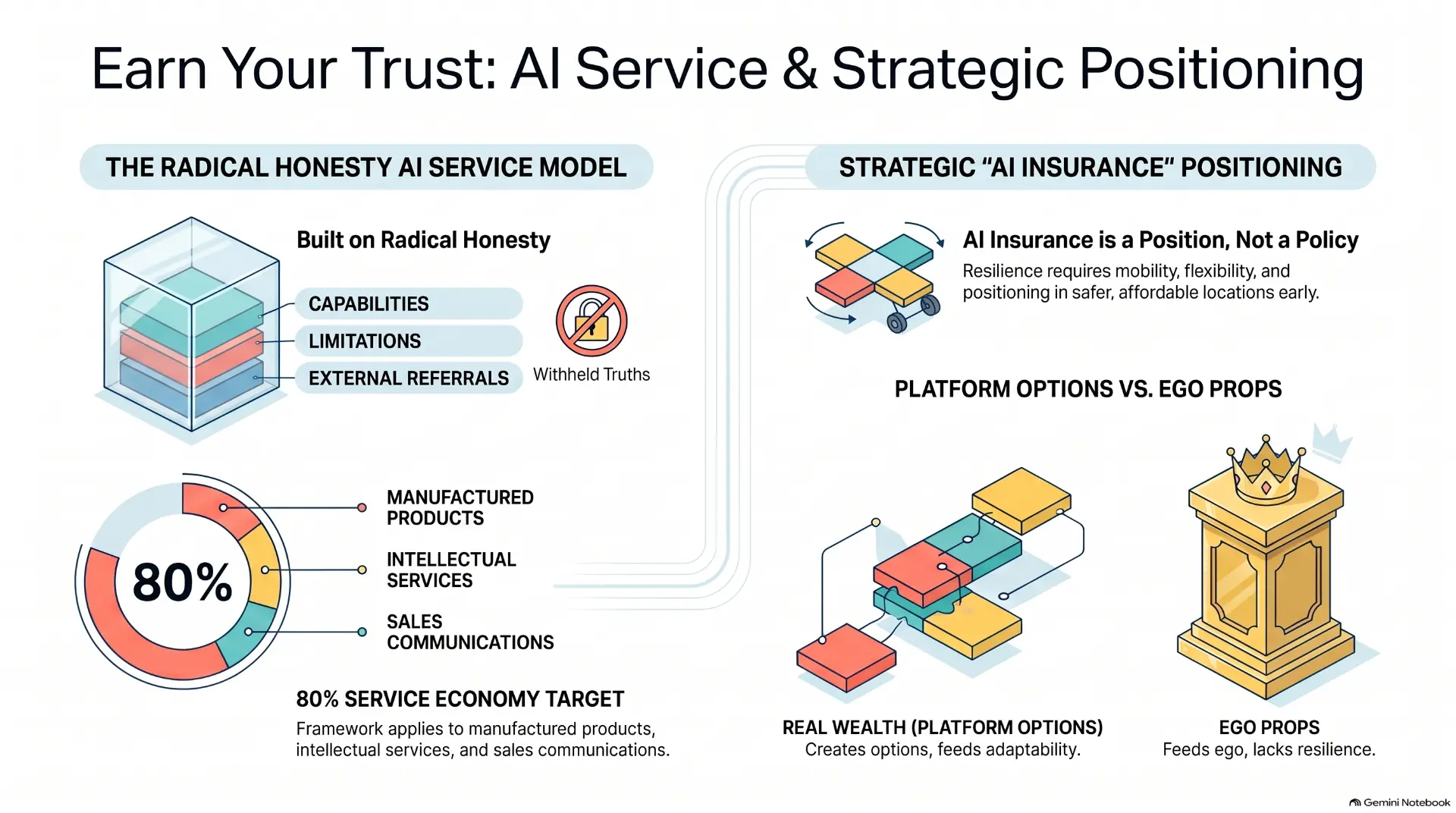 Diagram of the radical honesty model and strategic positioning